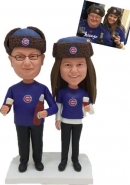 Custom bobbleheads couple Chicago cubs fans