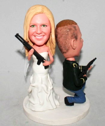 Rifle defend bobblehead cake toppers 10941