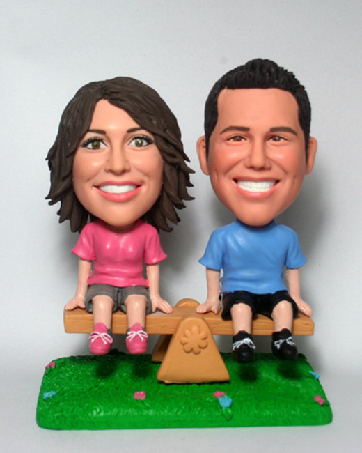 Couple Sitting On a Bench Bobblehead