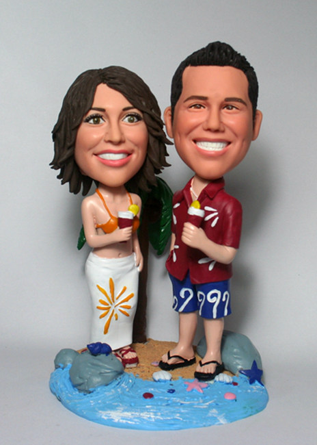 Hawaiian bobble head couple dolls