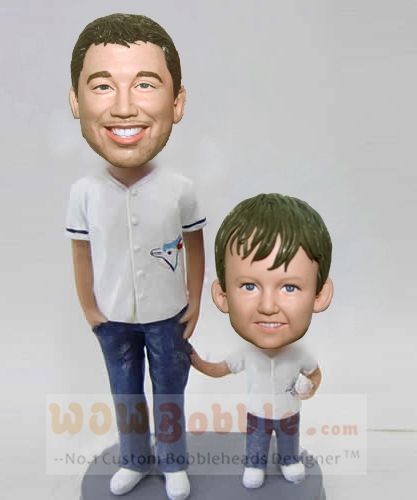 Custom Baseball Father and Son Bobbleheads