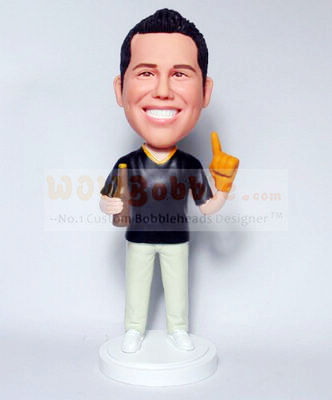 Fan with beer custom bobblehead  - Click Image to Close