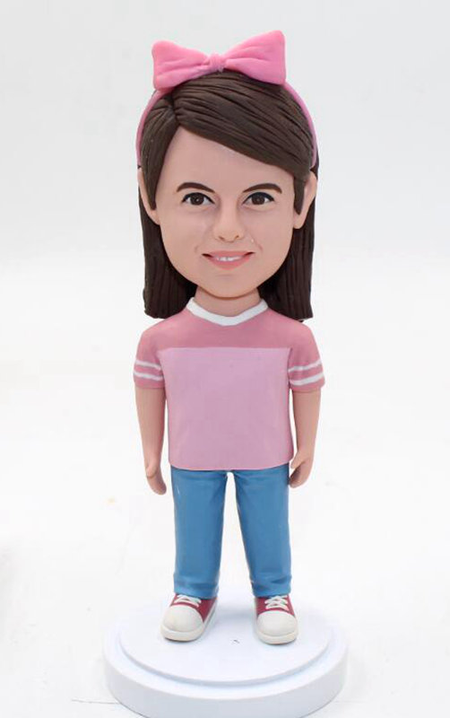 Custom cute girl bubble head dolls for daughter  - Click Image to Close
