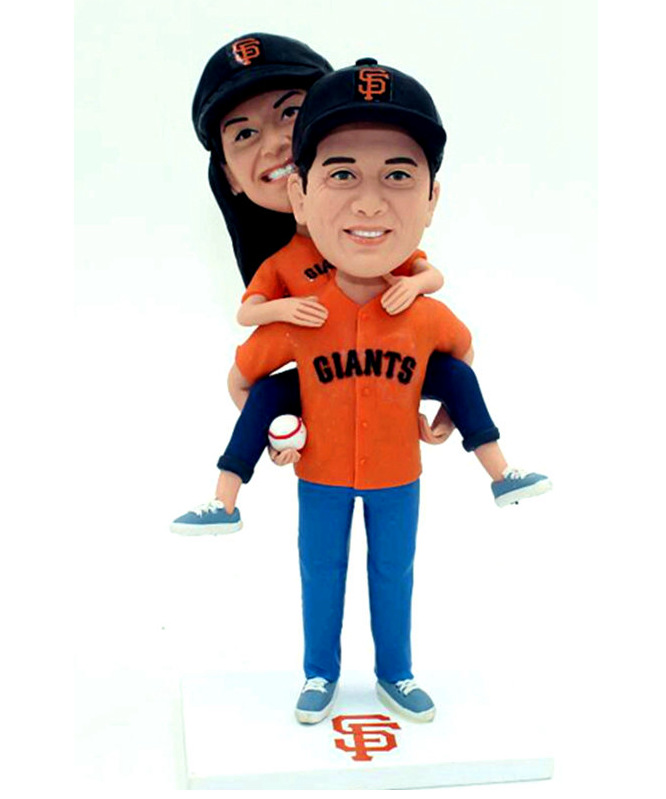 Custom Bobbleheads Baseball Giants Fans Couple Funny Bobbleheads Figurines  - Click Image to Close