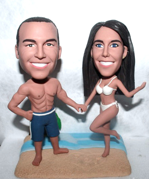 Personalized Bobbleheads Cool Bikini Couple Beach Bobbleheads