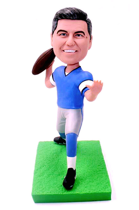 Custom bobbleheads playing rugby bobblehead football themed doll