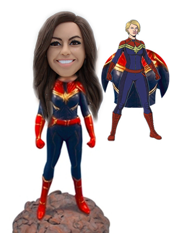 Custom bobblehead Captain Super Hero Bobbleheads For Her  - Click Image to Close