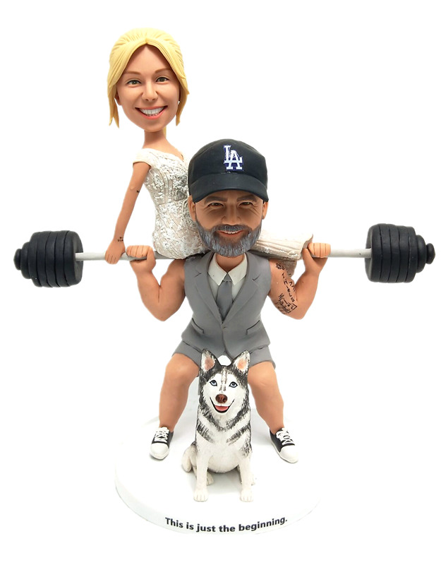 Custom wedding bobbleheads weightlifting bobble heads dolls  - Click Image to Close