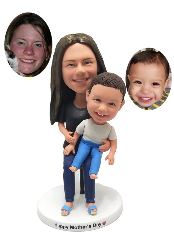 Custom bobbleheads dolls Mother and Child for Mother's day