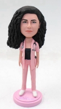 Custom doctor bobblehead dolls pink scrubs