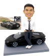 Custom bobbleheads standing by car bobble head doll with car