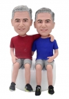 Custom bobbleheads twin brothers sitting together