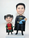 Custom Bat super hero and Robin bobbleheads