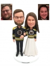 Custom Bobbleheads Couple Anniversary Wedding Boston Bruins Hocky Fans