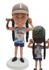 Personalized girl bobblehead with dumbell and donut