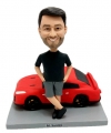 Custom bobble heads with car bobblehead standing by car