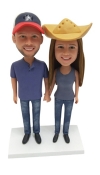 Custom bobbleheads couple with hats