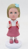 Custom little school girl bobble head doll
