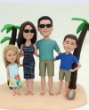 Custom Family of 4 beach bobbleheads