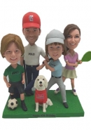 Custom sports bobbleheads for family with two boys