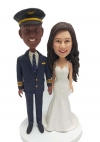 Custom wedding cake topper bobbleheads with pilot groom