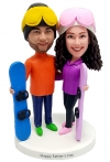 Custom bobbleheads with snowboard and ski bobble head doll