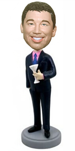 Custom business man drinks bobblehead