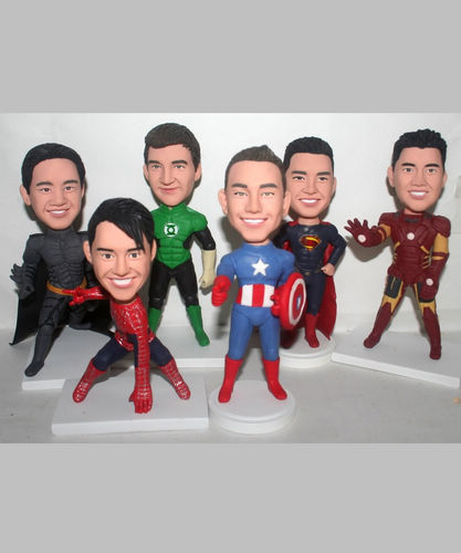 Superhero custom bobbleheads set  - Click Image to Close