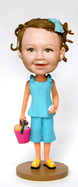 Beach Little Girl with Bucket bobblehead