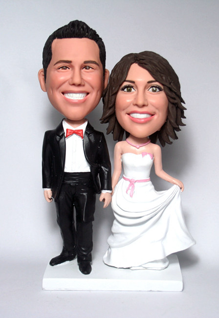 Wedding bobblehead cake toppers