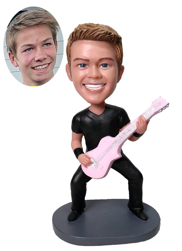 Custom bobbleheads bass/guitar player rock band star