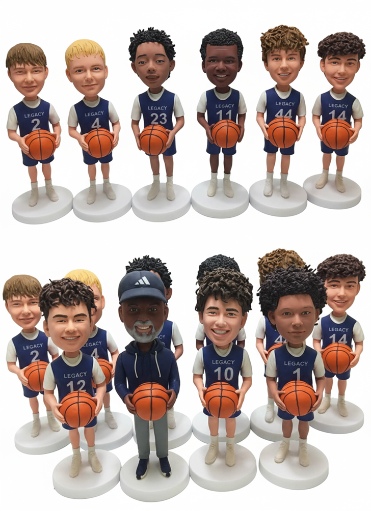 Custom Basketball Team Bobbleheads | Bulk Order, Personalized Jerseys & Logos | Perfect Team Gifts