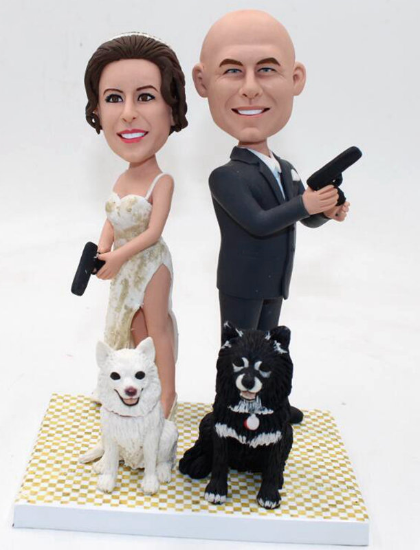 Custom Mr. & Mrs. Smith theme wedding bobblehead