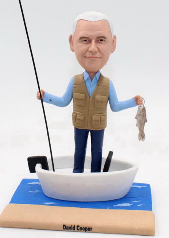 Custom boat fishing bobblehead