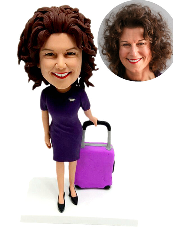 Custom bobbleheads flight attendant bobble heads for stewardess  - Click Image to Close