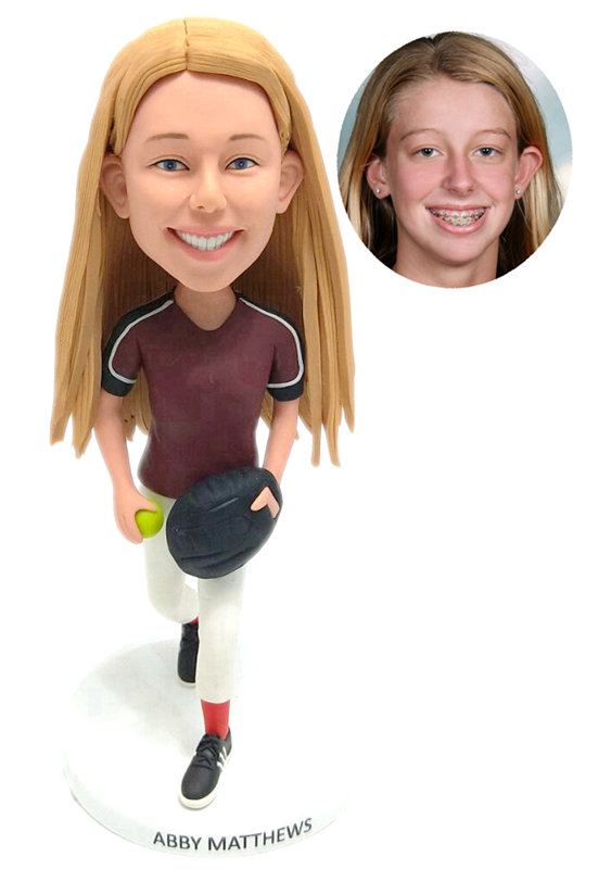 Custom bobble heads doll Personalized Softball Bobblehead  - Click Image to Close