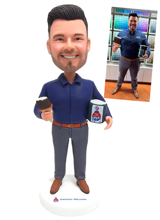 Custom bobbleheads personalized bobble heads husband paint the wall