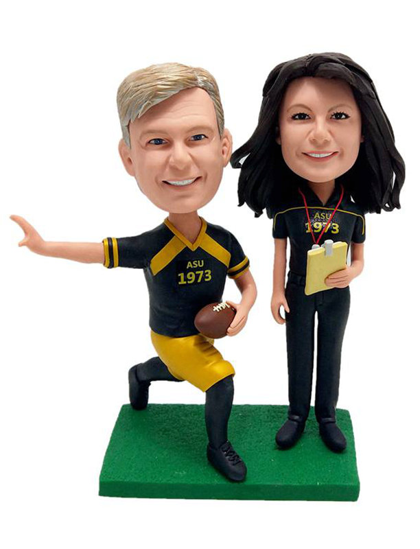 Custom Bobbleheads Figurines Funny Football Couple Bobbleheads  - Click Image to Close