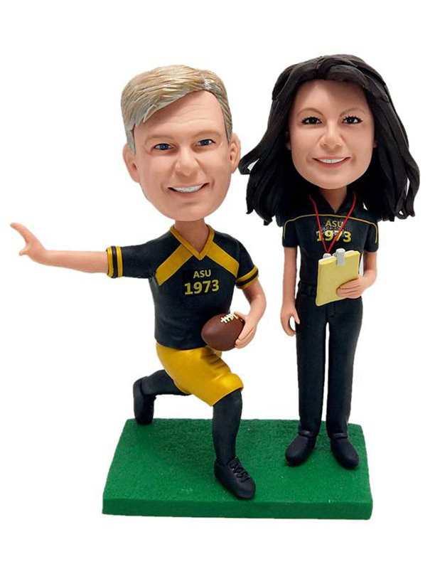 Custom Bobbleheads Figurines Funny Football Couple Bobbleheads