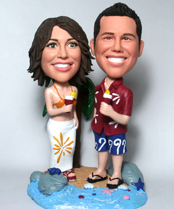 Custom Bobbleheads Hawaiian bobble head couple Figurines