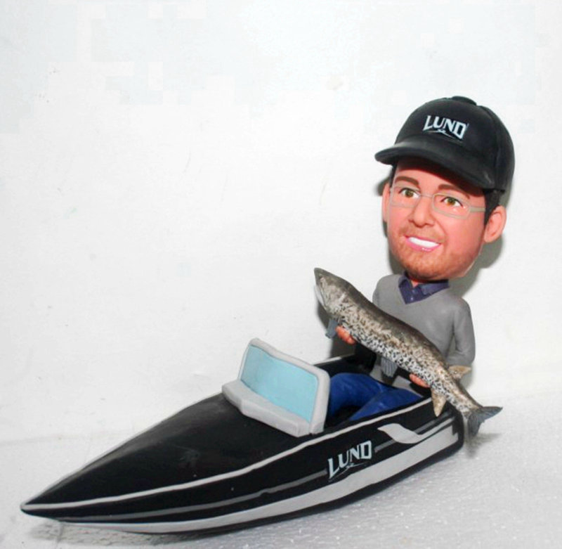 Custom bobblehead Motorboat fishing