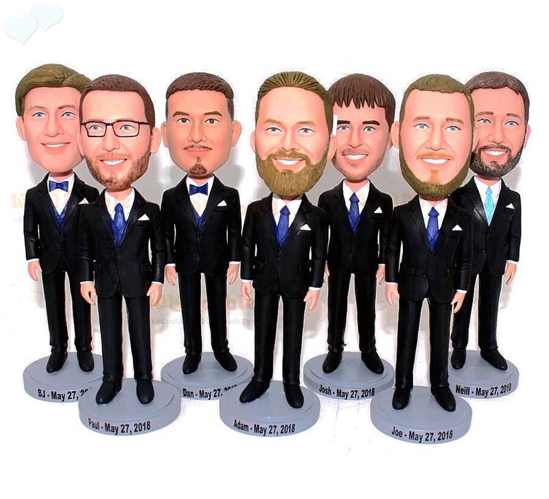 Personalized Groomsmen bobbleheads Bestman Bridal Party  - Click Image to Close