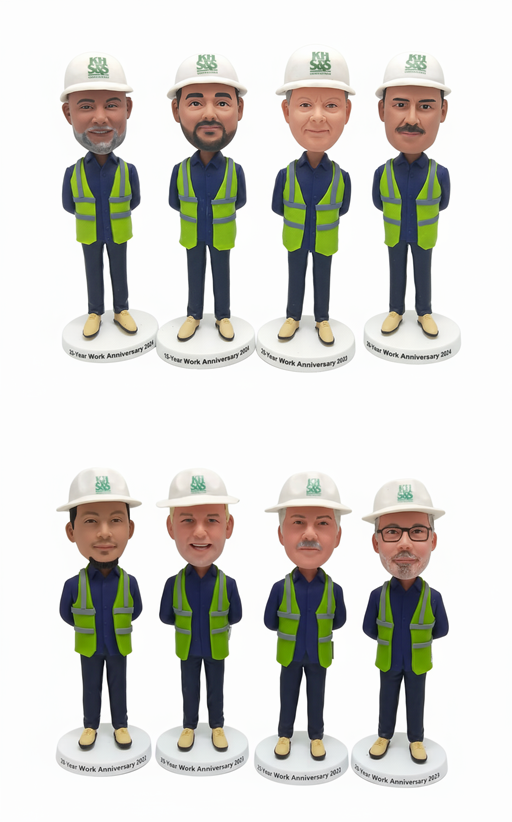 Bulk Custom Construction Worker Bobbleheads – Personalized Employee & Company Team Gifts