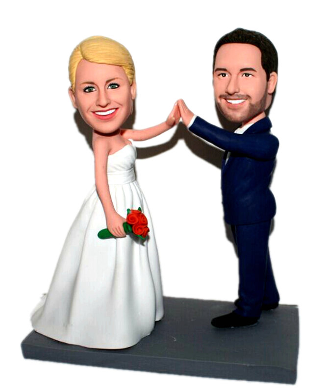 Custom bobbleheads high five bobbleheads cake toppers  - Click Image to Close