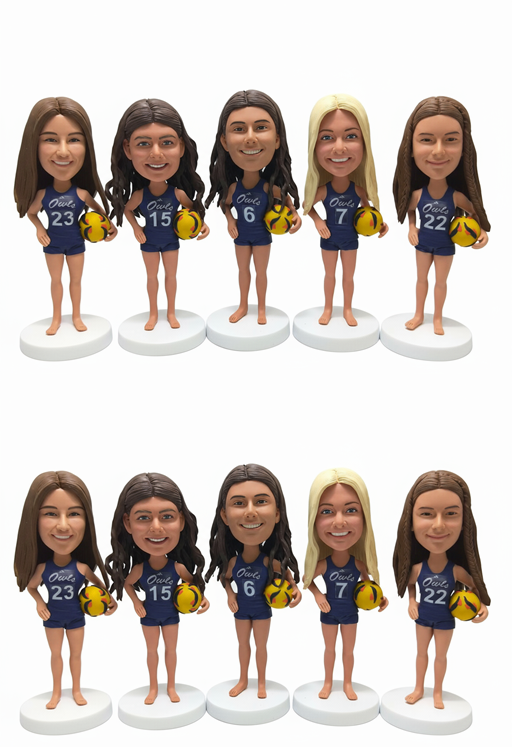 Custom Volleyball Team Bobbleheads | Bulk Order, Personalized Jerseys & Logos | Perfect Team Gifts