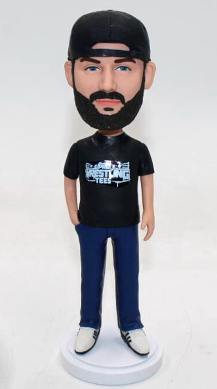 Custom bobblehead with hat backwards