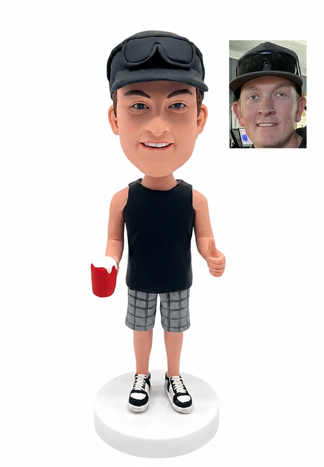 Custom Man Holding Beer Bobblehead – Personalized Casual Outfit Figure Custom Man Holding Beer Bobblehead – Personalized Casual Outfit Figure