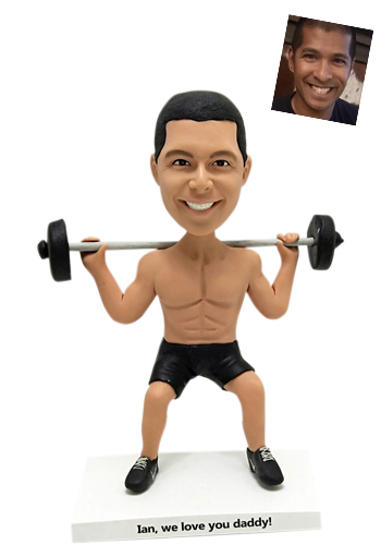 Personalized bobblehead lifting weights  - Click Image to Close