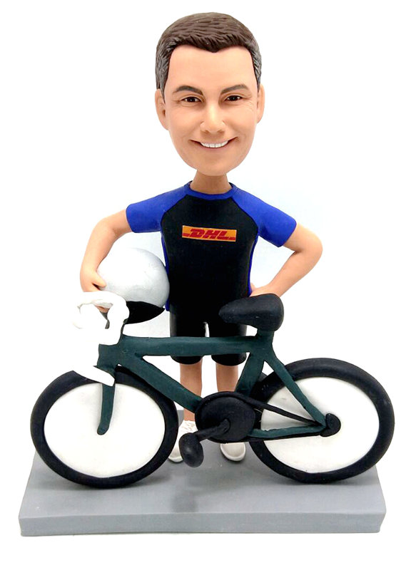 Custom bobbleheads cyclist doll Bicycle custom biker bobble head