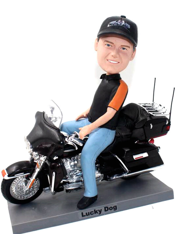 Custom bobblehead driving Harley Davidson motor bobble head doll